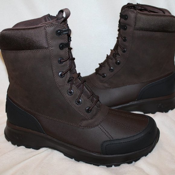 NIB UGG MEN'S‎ LEATHER DUCK WINTER WATERPROOF BOOTS STOUT BROWN - Picture 1 of 9